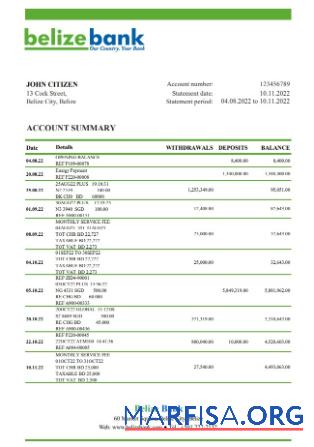 Printable Belize Belize bank statement excel real example
